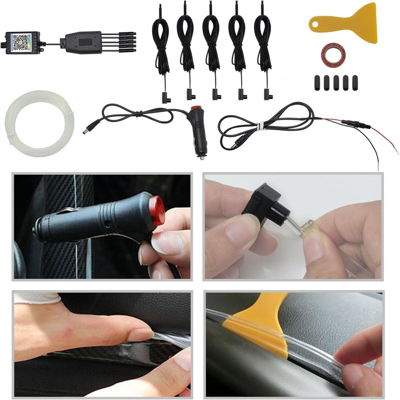 WEBUPAR Upgraded 6-in-1 Car Ambient Lighting Kit, 315-inch Pre-Threaded Fiber Optic, APP & Remote Control, 16 Million Colors, Music Sync, High Brightness LED Interior Lights for Cars, Trucks, SUV - Image 5